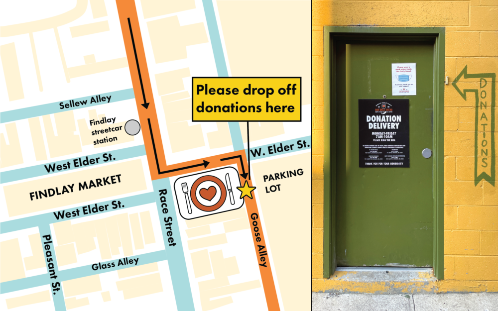 map and photo of donation door